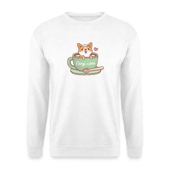 Corgi mignon dans une tasse à café Corgi-ccino drôle - Sweat-shirt Unisexe - blanc - Devant
