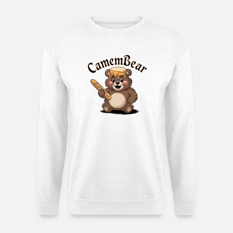 Bär mit Honig und Baguette - Unisex Pullover - Weiß