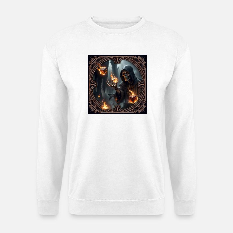 Skelettrunenmagier im Schatten - Unisex Pullover - Weiß