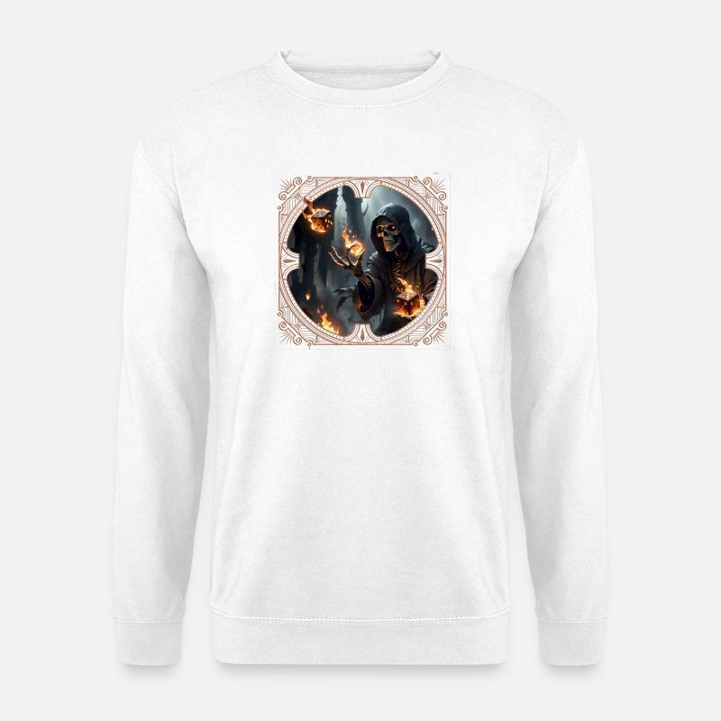 Skeleton Dice Magic and Fire - Unisex Sweatshirt - white