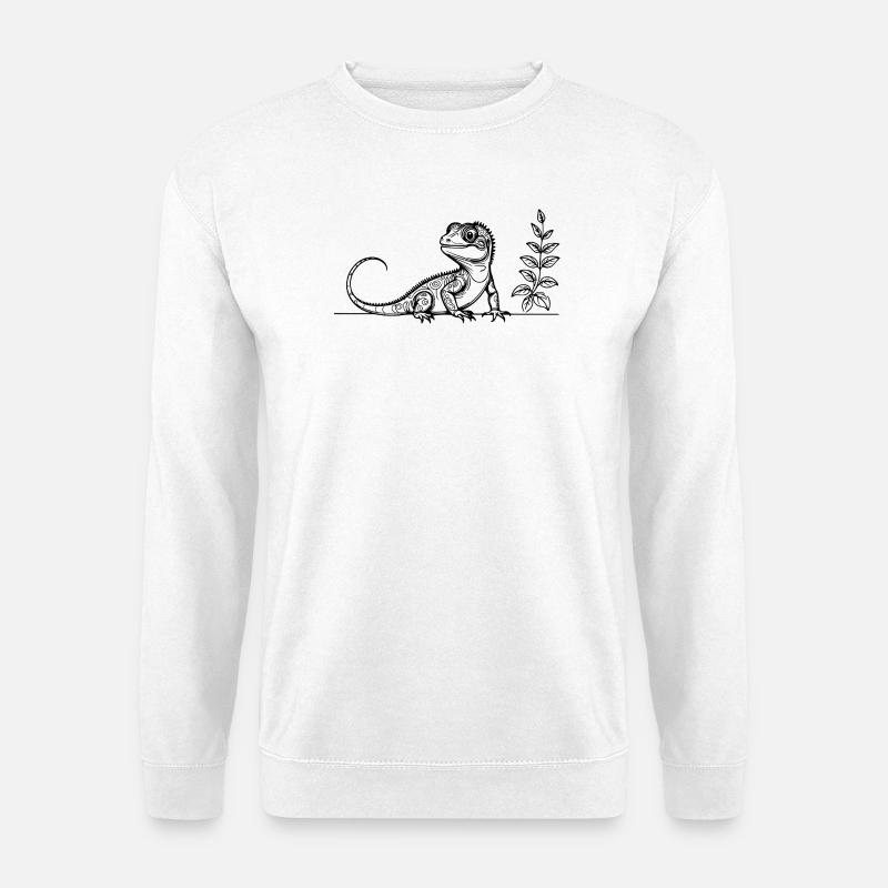 Eidechsen Line Art – Welt-Eidechsen-Tag Design - Unisex Pullover - Weiß