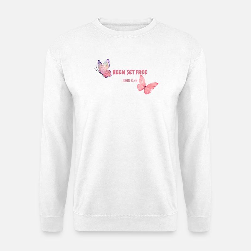 Inspirierendes Schmetterlings-Glaubensdesign - Unisex Pullover - Weiß