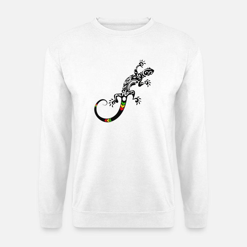 Lebendiges Tribal-Salamander-Design - Unisex Pullover - Weiß