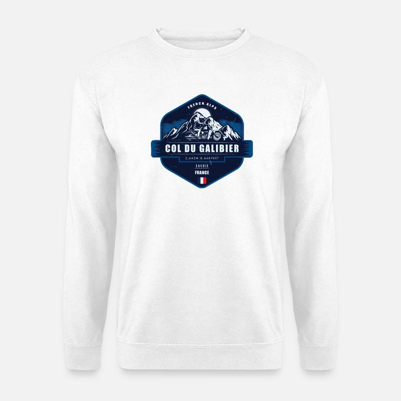 Col du Galibier, Motorradpass, Savoyen, Frankreich - Unisex Pullover - Weiß