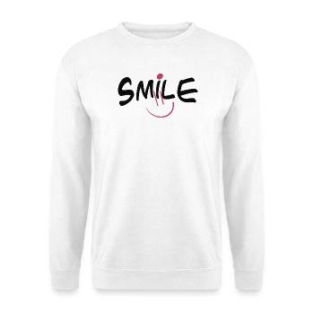 Cheerful smile motif in pink and black - Unisex Sweatshirt - white - Front