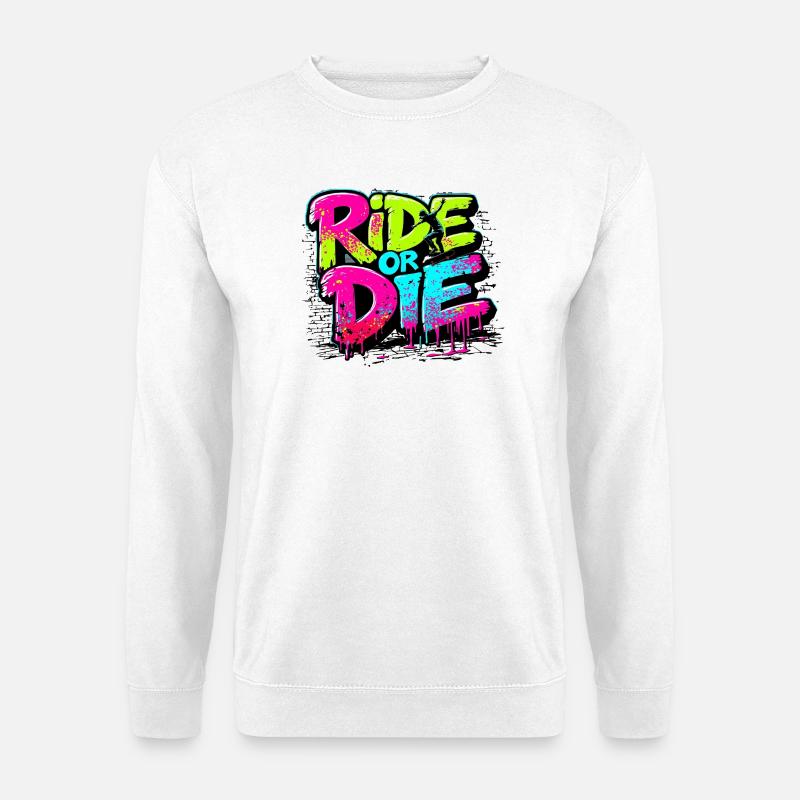 Vibrantes Skateboard-Motiv mit Farbexplosion - Unisex Pullover - Weiß