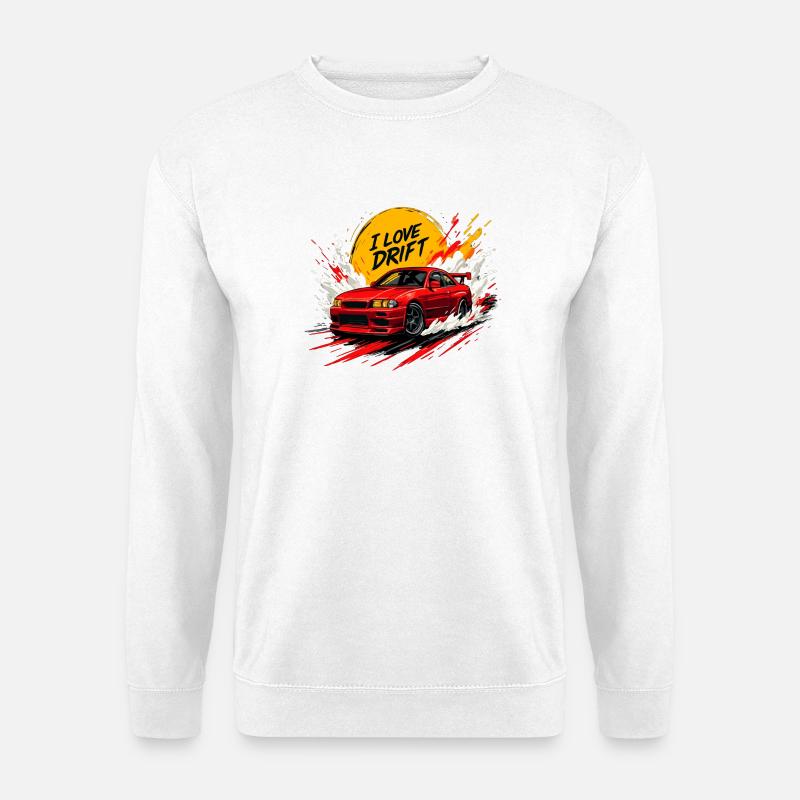 Red Drift Car Splash Artwork - Unisex Sweatshirt - white