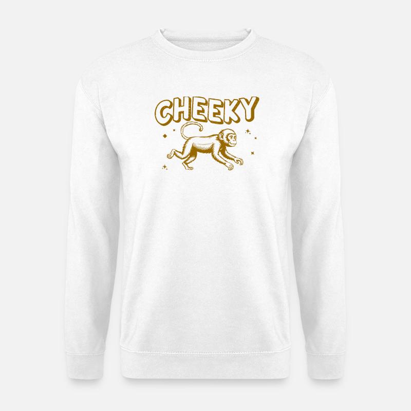 Verspielte freche Affe Illustration - Unisex Pullover - Weiß
