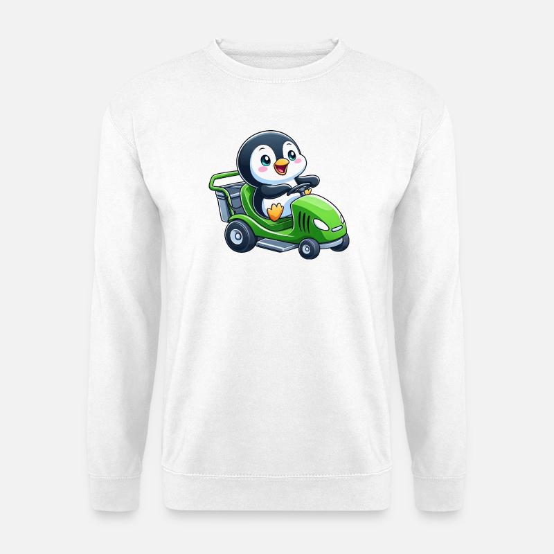 Süßer Pinguin Rasenmäher Gartenbau - Unisex Pullover - Weiß