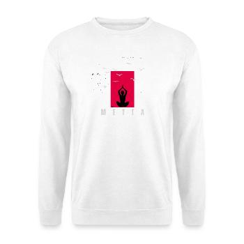 Metta Meditation - Unisex Pullover - Weiß - Vorne - Alina (178cm) & Michal (187cm)