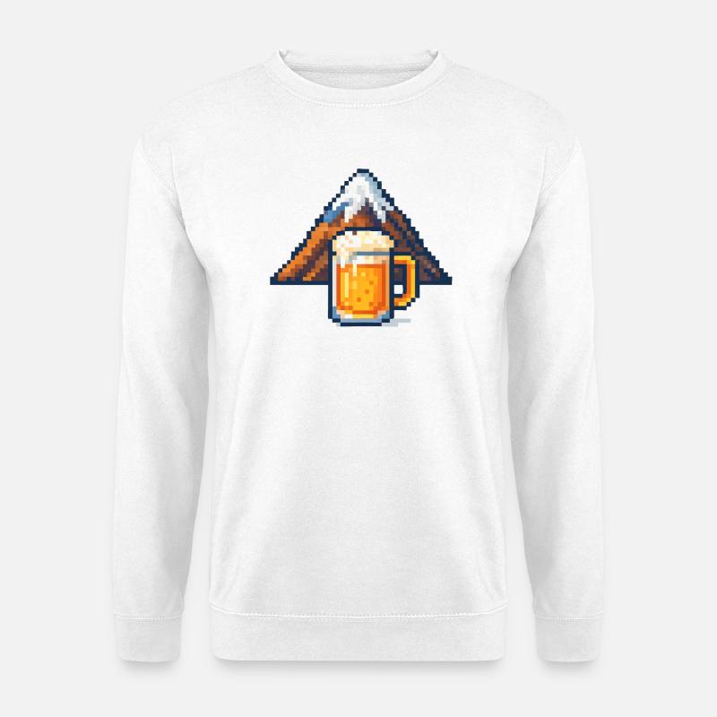 Pixel Berg und Bier - Unisex Pullover - Weiß