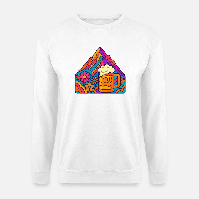 Lebendige Berglandschaft mit Bierglas - Unisex Pullover - Weiß