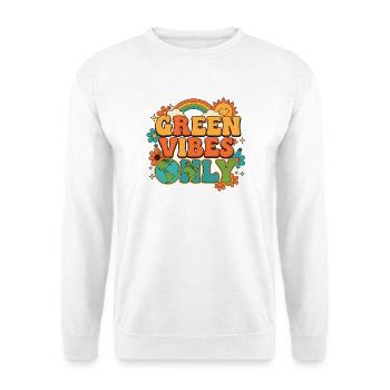 Green Vibes Only Rainbow Earth Retro Style - Unisex Pullover - Weiß - Vorne