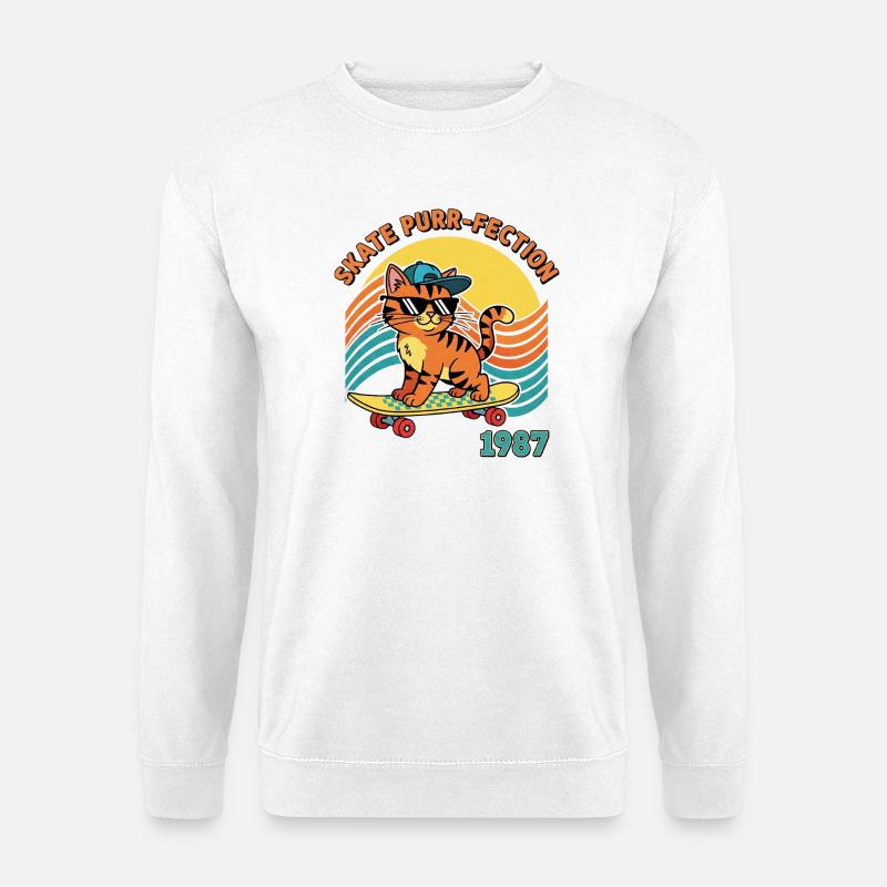 Skate cat - Unisex Pullover - Weiß