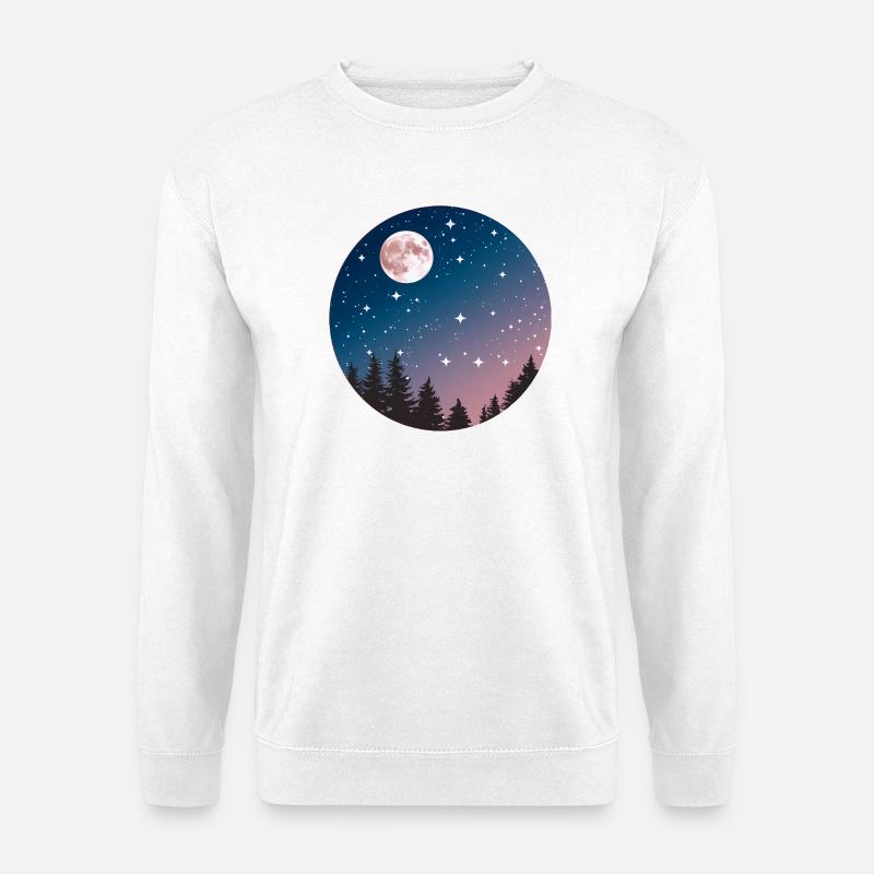Mondschein Nachthimmel Baum Silhouette - Unisex Pullover - Weiß