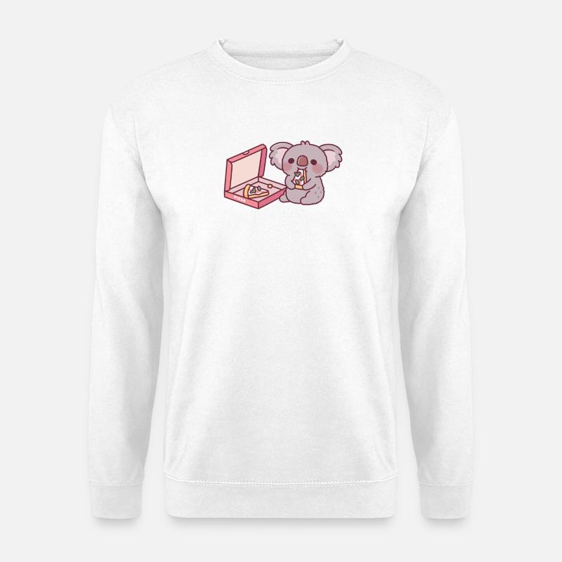 Mignon Koala Ours Mangeant Pizza - Sweat-shirt Unisexe - blanc