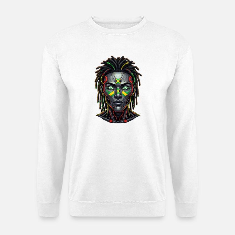 Cyber Rasta Jamaica Reggae Future Vibes - Unisex Sweatshirt - white