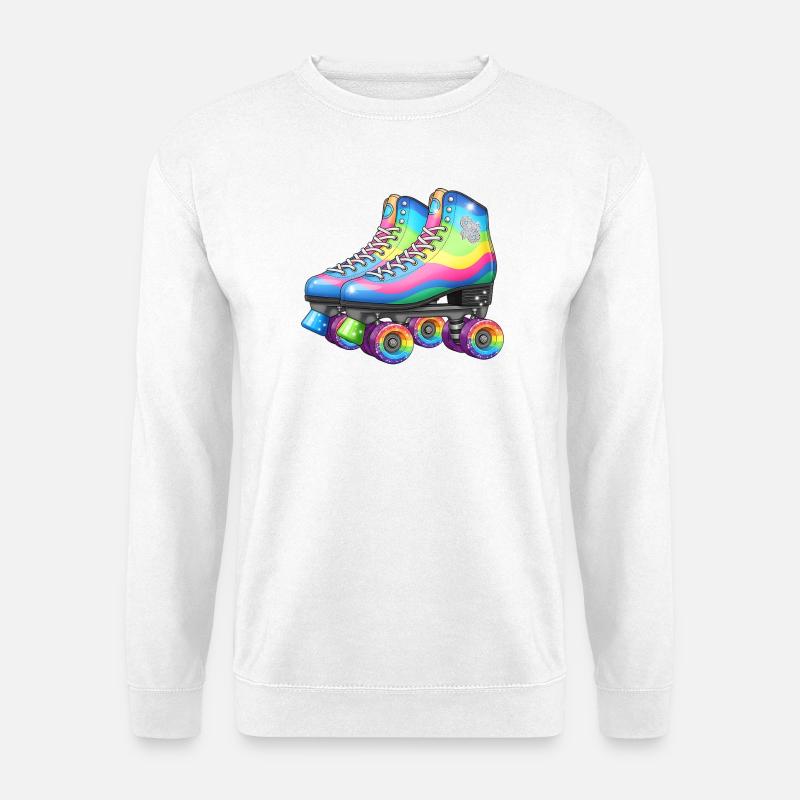 Rainbow Roller Skates Retro Disco Style - Unisex Sweatshirt - white