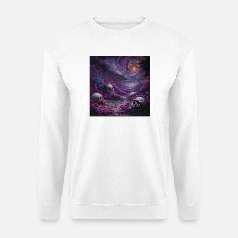 Kosmisches Schädelreich Kunstwerk - Unisex Pullover - Weiß