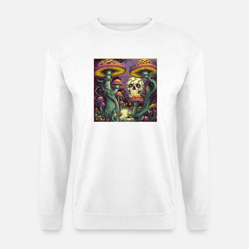 Pilz Wald Schädel Design - Unisex Pullover - Weiß