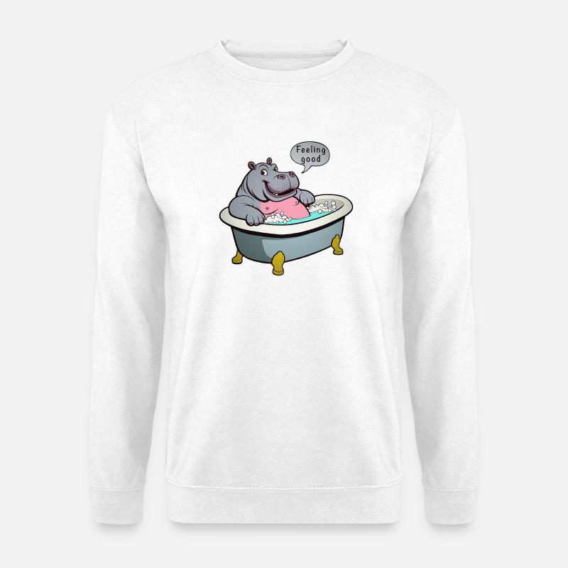 Nilpferd in der Badewanne - Unisex Pullover - Weiß