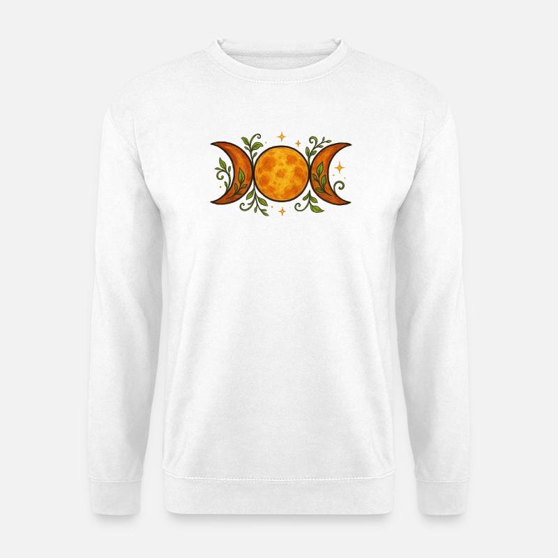 Celestial Lunar Phases with Botanical Accents - Unisex Sweatshirt - white