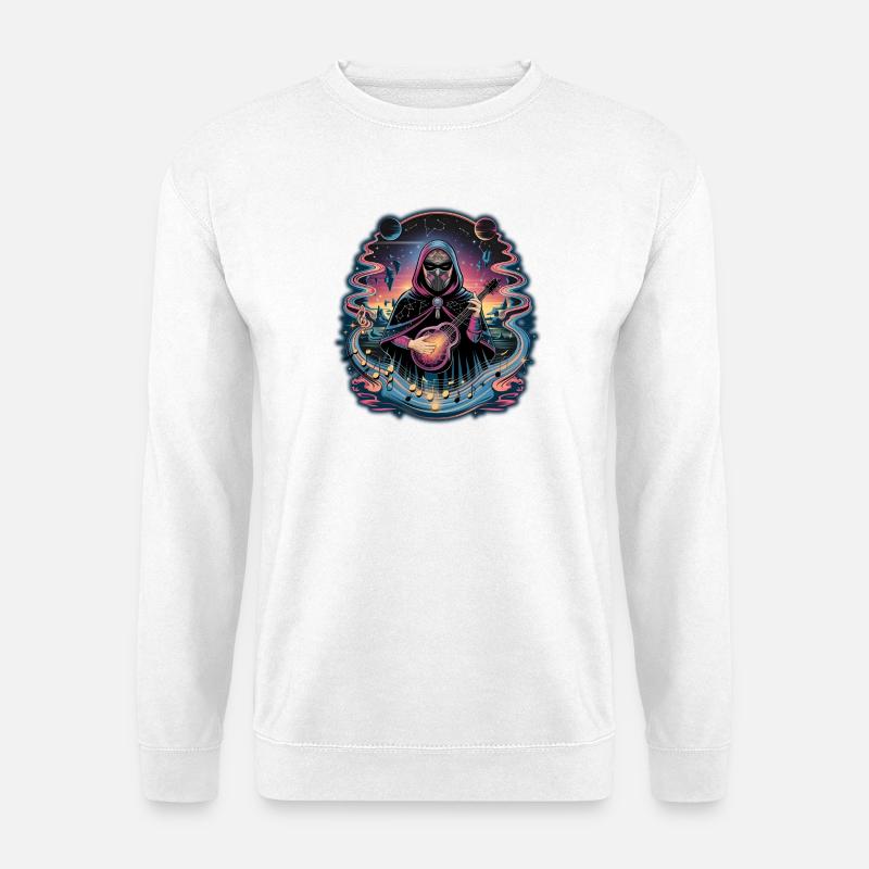 Mystischer Astronaut Musiker Illustration - Unisex Pullover - Weiß