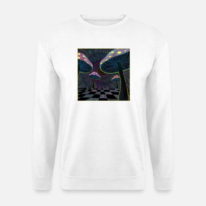 Psychedelic Mushroom Forest Scene - Unisex Sweatshirt - white