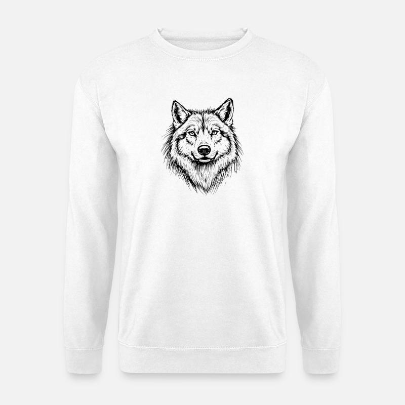 Wolf Head Line Style - Unisex Sweatshirt - white