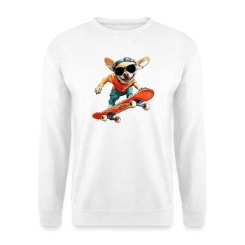 Skater Chihuahua - Unisex Pullover - Weiß - Vorne