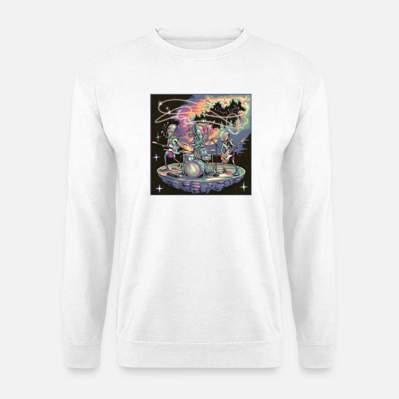 Kosmische Alien-Rock-Band-Illustration - Unisex Pullover - Weiß