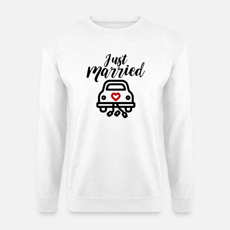 Just Married Hochzeitsauto - Unisex Pullover - Weiß