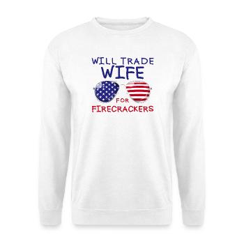 Troquez la femme pour les feux d’artifice masculins le 4 juillet - Sweat-shirt Unisexe - blanc - Devant