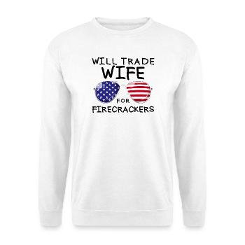Troquez la femme pour les feux d’artifice masculins le 4 juillet - Sweat-shirt Unisexe - blanc - Devant