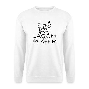 Lagom Is Power – Wikingerhelm Minimalistisches Design - Unisex Pullover - Weiß - Vorne