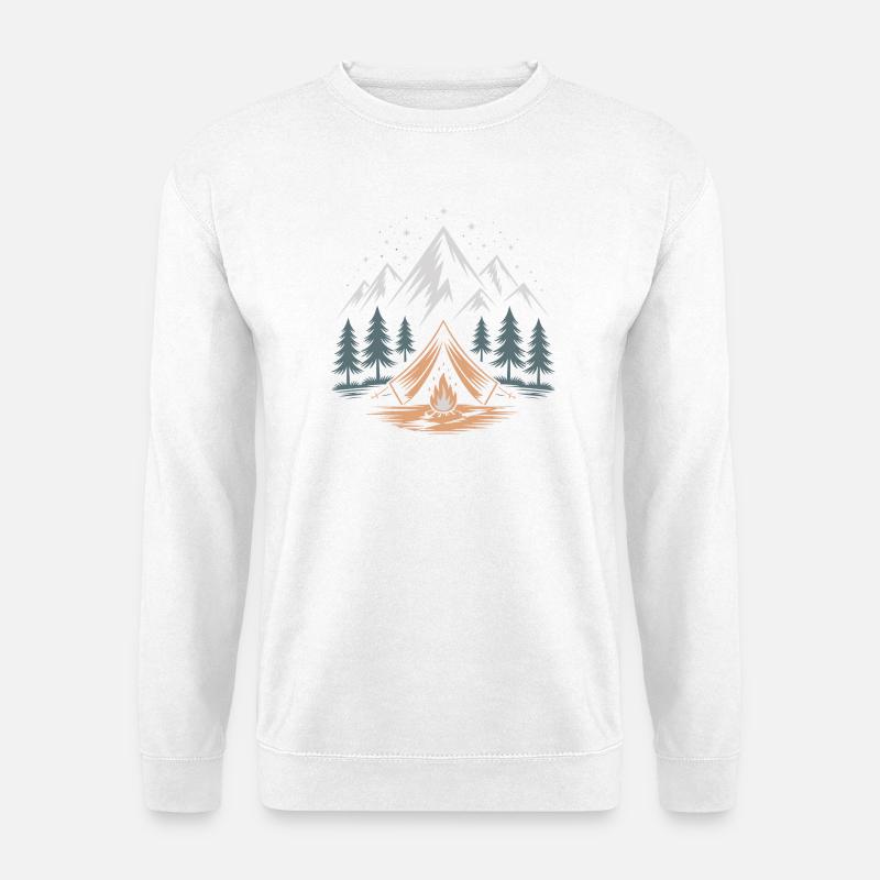 Bergabenteuer mit Lagerfeuer - Unisex Pullover - Weiß