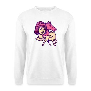 Fille Cheval Pop Art Rose - Sweat-shirt Unisexe - blanc - Devant
