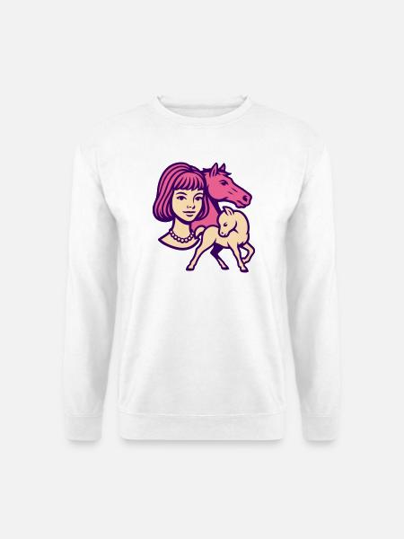 Pferdemädchen Pop-Art rosa - Unisex Pullover - Weiß