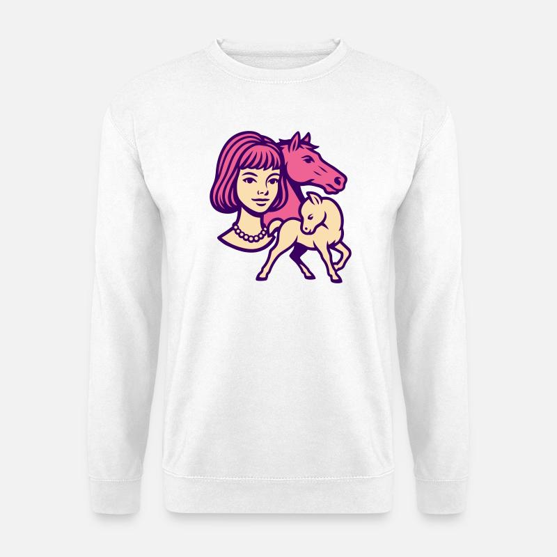 Pferdemädchen Pop-Art rosa - Unisex Pullover - Weiß