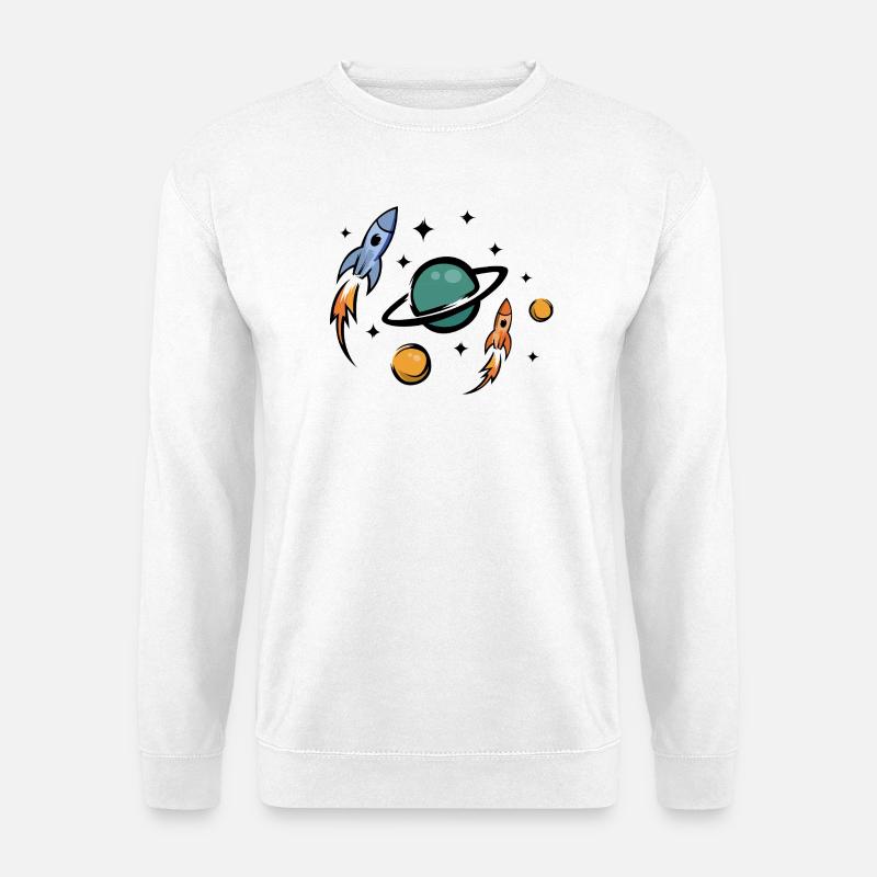 Retro Future Raketen & Planeten Collage - Unisex Pullover - Weiß