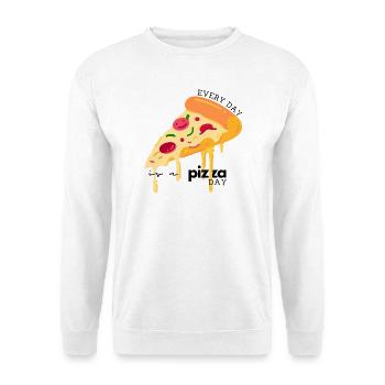 Jeder Tag ist ein Pizza-Tag – Funny Pizza Lover - Unisex Pullover - Weiß - Vorne - Alina (178cm) & Michal (187cm)