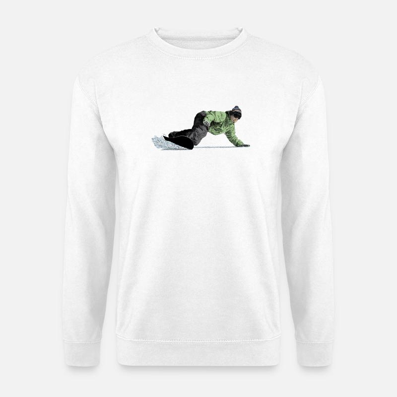 Freerider Snowboarder auf Abfahrt - Unisex Pullover - Weiß