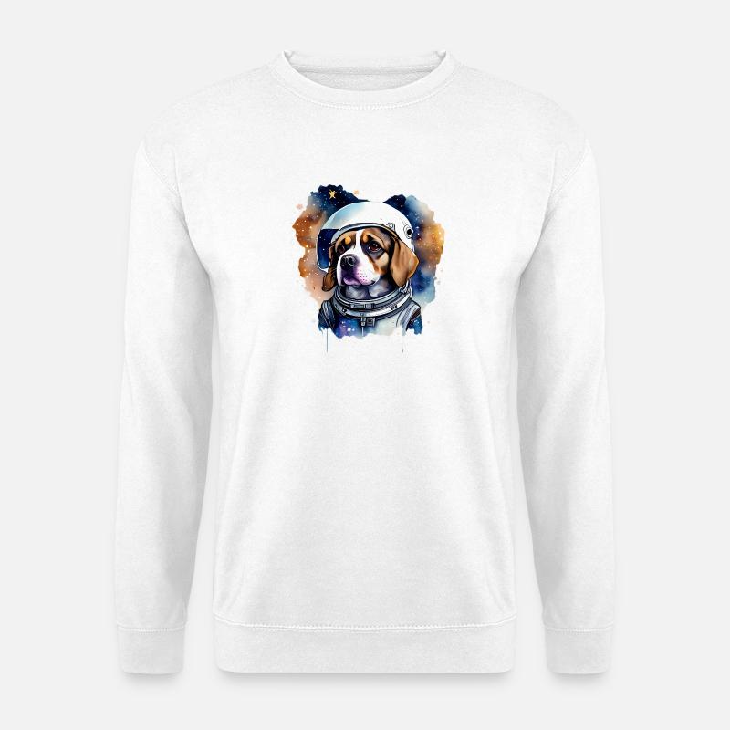 Astronaut Dog im All - Unisex Pullover - Weiß