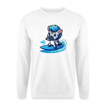 mignon zèbre surfer planche de surf d’été dessin animé - Sweat-shirt Unisexe - blanc - Devant