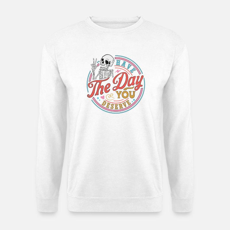 Totenkopf mit Motivationsbotschaft - Unisex Pullover - Weiß