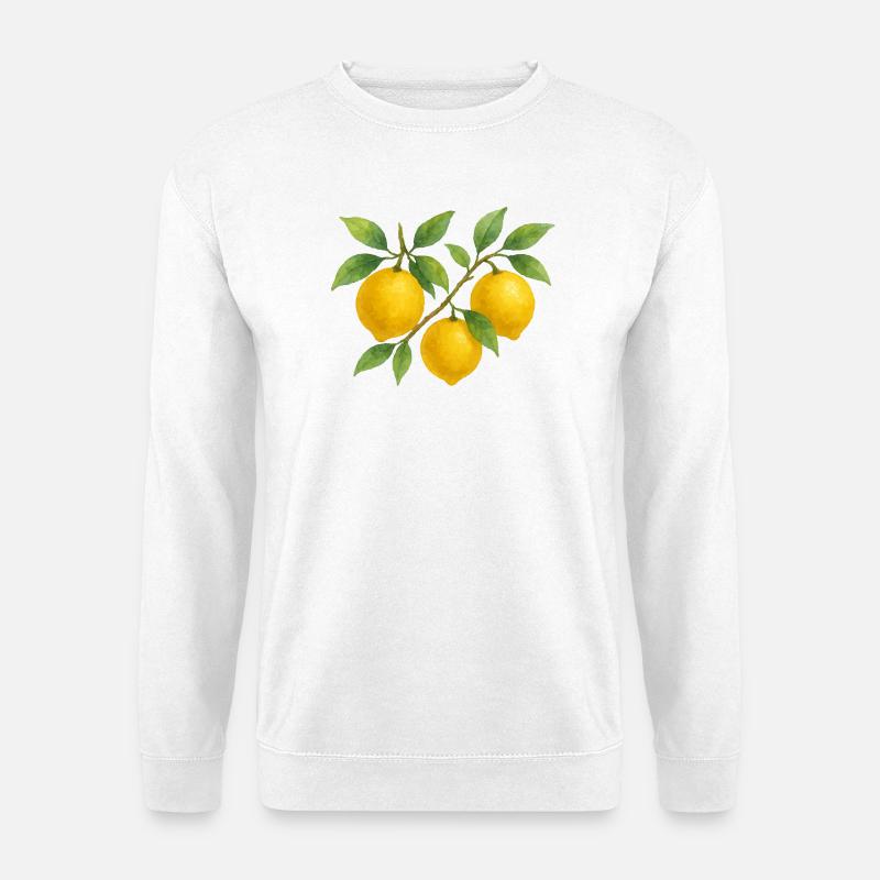 Zitronen Ast Wasserfarben Design - Unisex Pullover - Weiß
