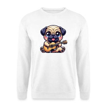 Mops Mit Gitarre Süßer Musikliebhaber - Unisex Pullover - Weiß - Vorne
