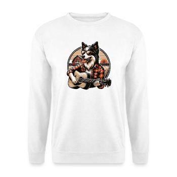 Country Dog With Guitar Border Collie Farm - Unisex Sweatshirt - white - Front