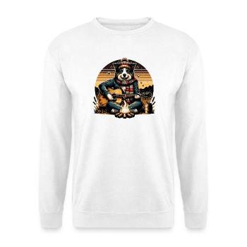 Border Collie Feu de camp Guitare Camper Musique - Sweat-shirt Unisexe - blanc - Devant