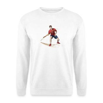 Dynamischer Tischtennisspieler mit Energieeffekten - Unisex Pullover - Weiß - Vorne